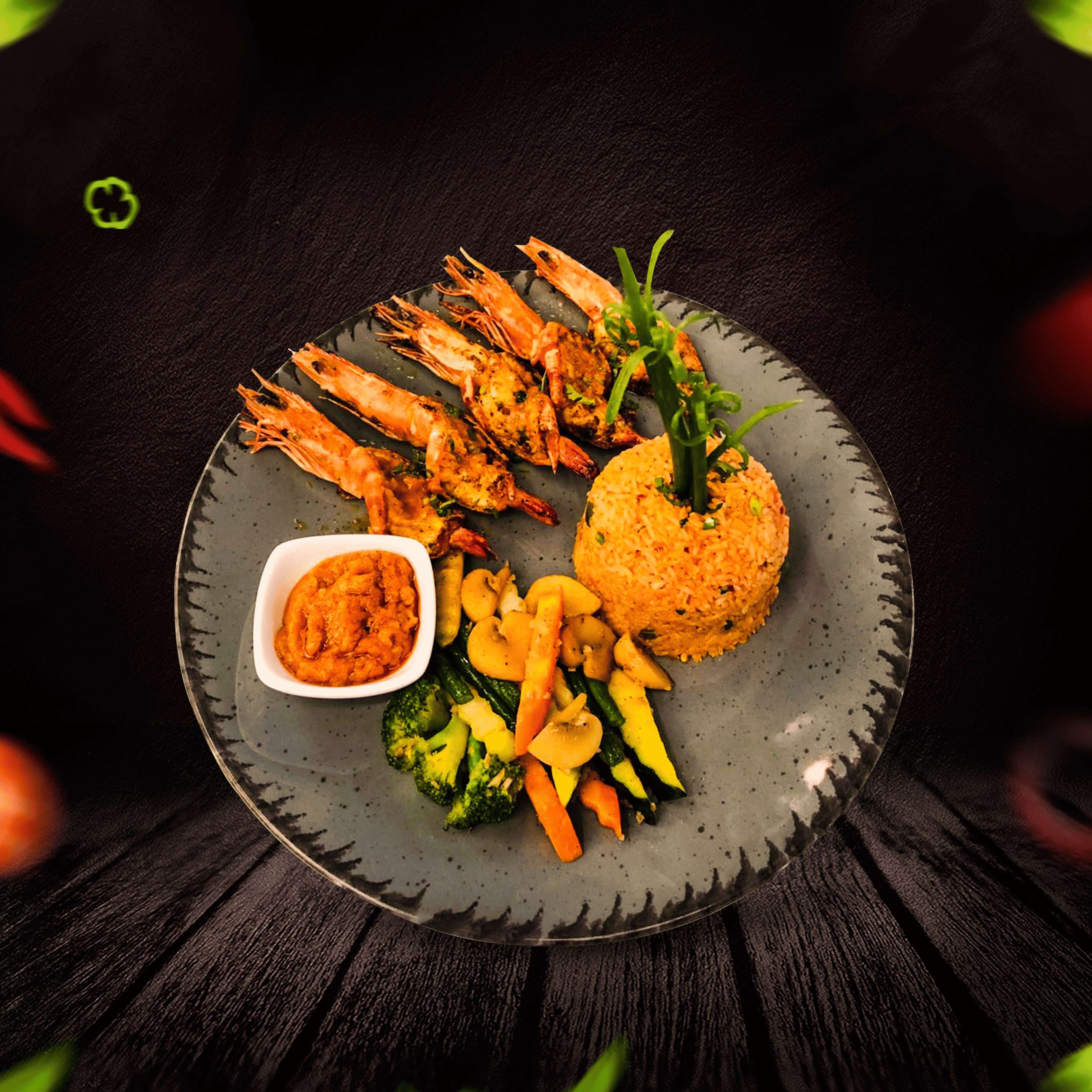 Sambal Marinated Prawn - Zii Zii Island Menu Sambal Marinated Prawn